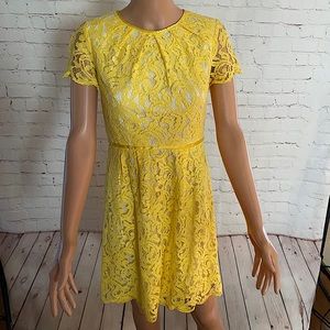 Adrianna Papell yellow and white lace dress adriana papell size 4